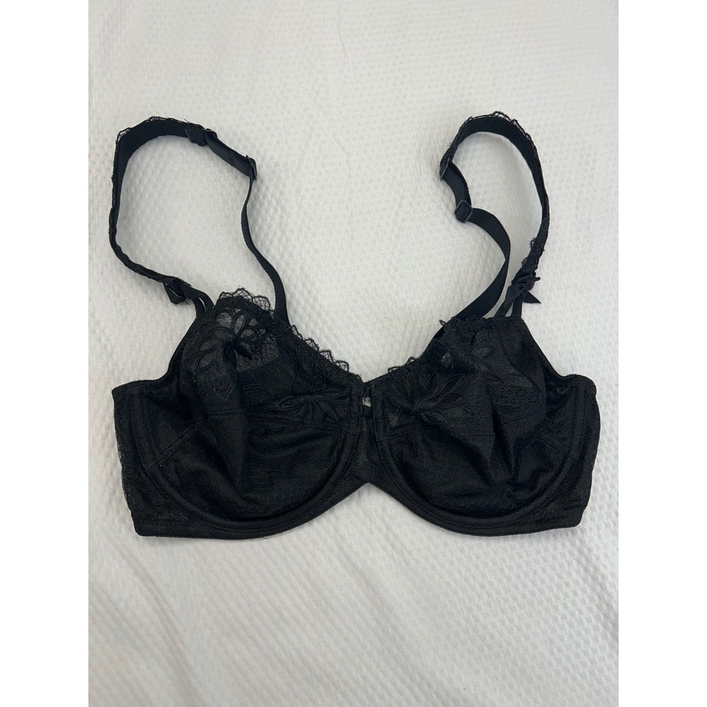 Rosa Faia by Anita Black Lace Underwire Bra Floral Embroidered 34C‎ 5614